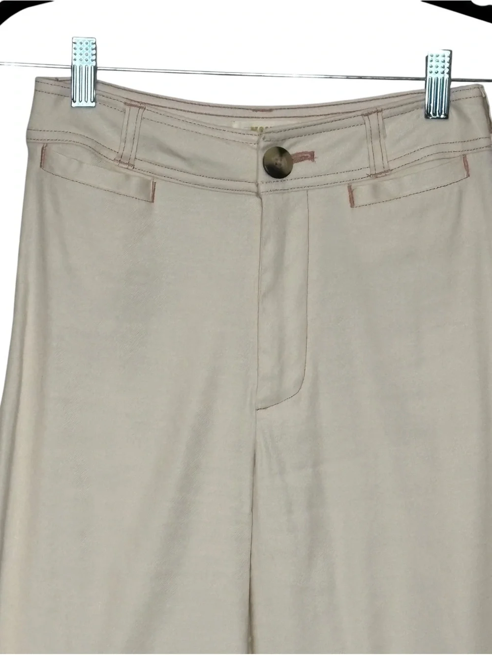 Maeve Ettie Cream High Waist Cropped Wide Leg Jeans Linen | 25